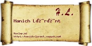 Hanich Lóránt névjegykártya